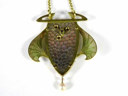 Collier articulé en or jaune 18K, retenant...