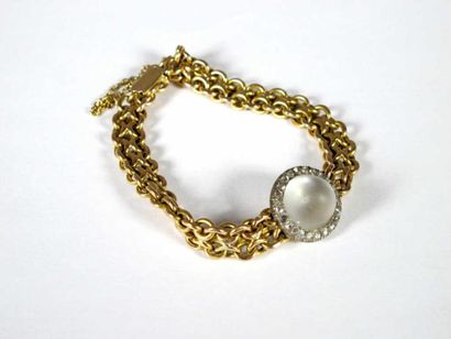 Bracelet articulé en or jaune 18K, orné au...