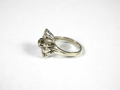 Bague en or gris 18K et platine, ornée au...