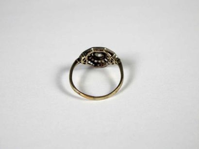 Bague en or jaune 14K et argent, de forme...