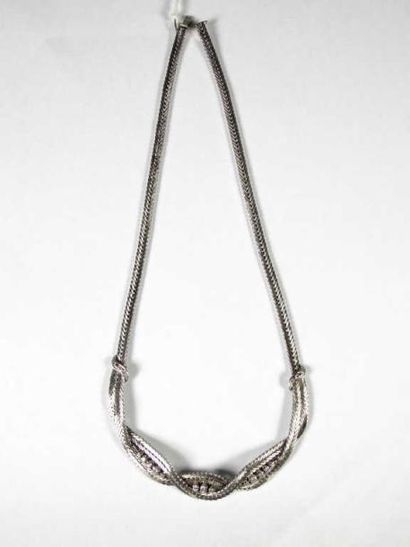 Collier souple en or gris 18K tressé, partiellement...