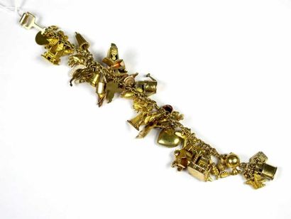 Bracelet articulé en or jaune 18K, retenant...