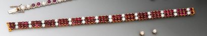 Bracelet souple en or jaune 18K et platine,...