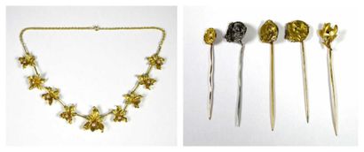 Collier draperie articulé en or jaune 18K,...