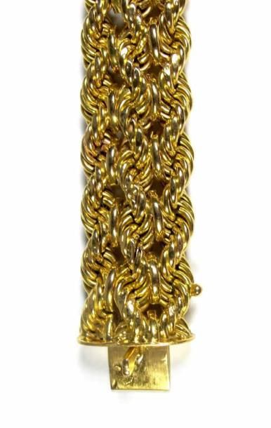 Bracelet souple en or jaune 18K, les maillons...