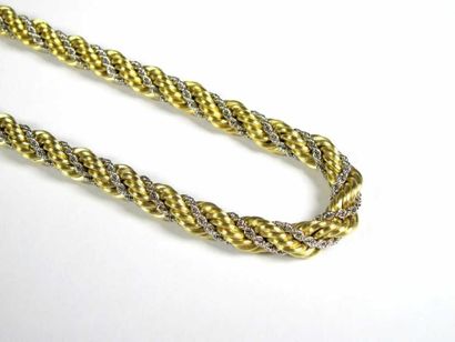 Collier souple en or 18K de deux tons, à...