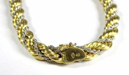 Collier souple en or 18K de deux tons, à...