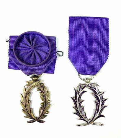 PALMES ACADÉMIQUES. Deux insignes d'officier....