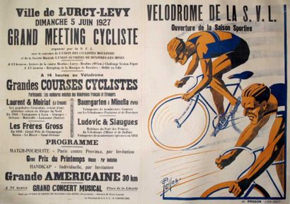 CYCLISME. Affiche lithographiée et entoilée...