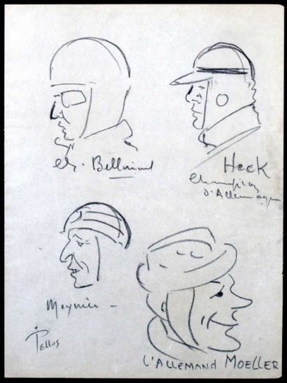 CYCLISME. PELLOS René (1900-1998). Trois...