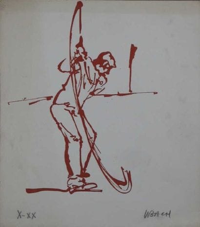 GOLF. Sept estampes signées en rouge, sur...