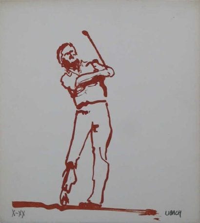 GOLF. Sept estampes signées en rouge, sur...