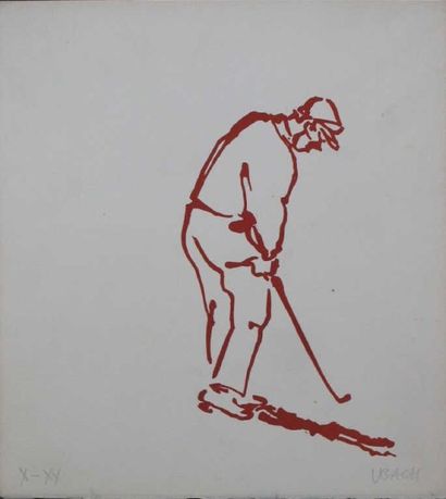 GOLF. Sept estampes signées en rouge, sur...