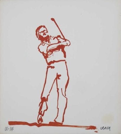 GOLF. Sept estampes signées en rouge, sur...