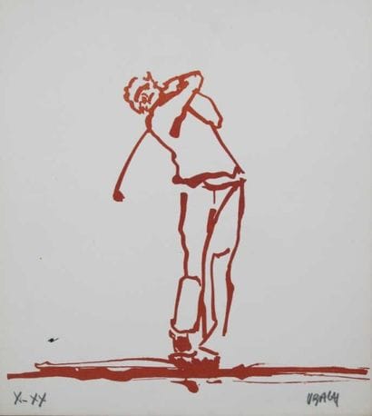 GOLF. Sept estampes signées en rouge, sur...