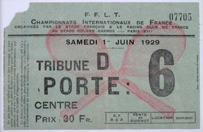 TENNIS. Billet des Internationaux de France...