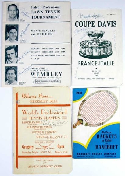 TENNIS. Lot de quatre programmes, comprenant:...