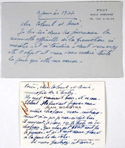TENNIS. Deux cartes autographes signées de...