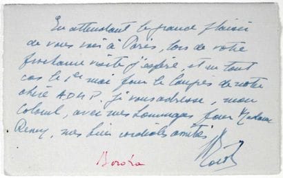 TENNIS. Deux cartes autographes signées de...