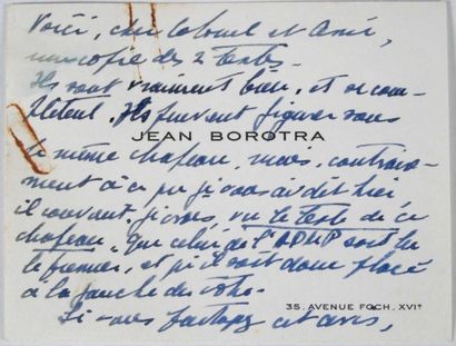 TENNIS. Deux cartes autographes signées de...
