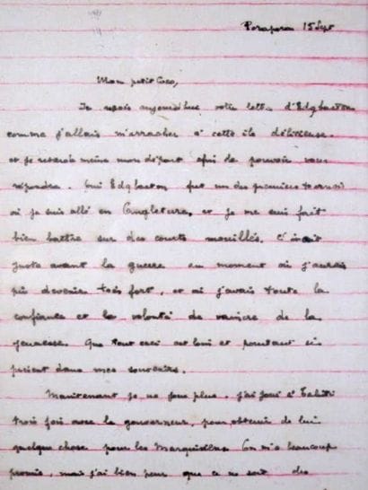 TENNIS. Lettre autographe, signée d'Alain...