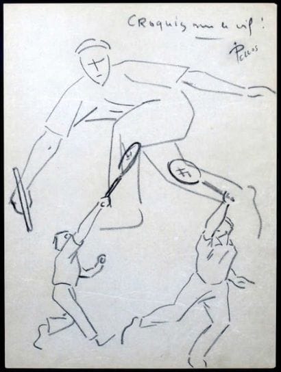 TENNIS. PELLOS René (1900-1998). Deux caricatures...