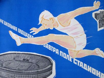 ATHLETISME. Affiche russe de 1965. Haut.:...