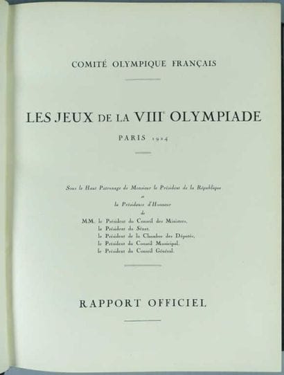 JEUX OLYMPIQUES / Paris 1924 - Chamonix 1924....