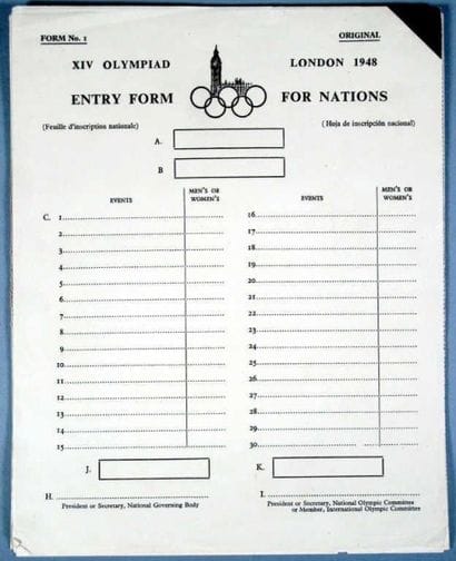 JEUX OLYMPIQUES / Londres 1948. Quatre fiches...