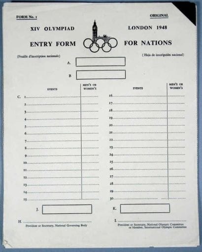 JEUX OLYMPIQUES / Londres 1948. Quatre fiches...