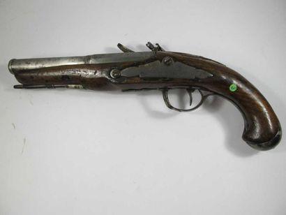 Pistolet à silex de demi arçon. Canon rond...