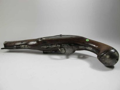 Pistolet à silex de demi arçon. Canon rond...
