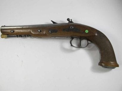 Paire de pistolets à silex d'officier. Canons...