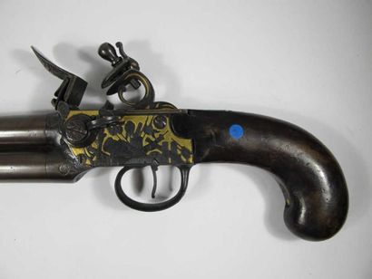 Long pistolet double à silex, à coffre, à...