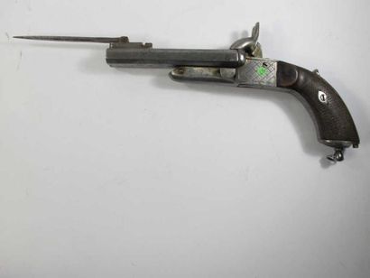 Pistolet à broche à baïonnette, deux coups,...