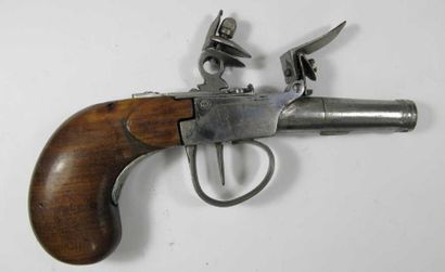 Pistolet de coffre à silex. Canon rond à...