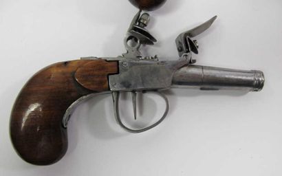 Pistolet de coffre à silex. Canon rond à...
