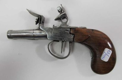 Pistolet de coffre à silex. Canon rond à...