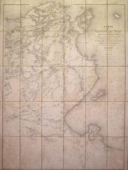Ensemble de six cartes militaires de la Tunisie,...