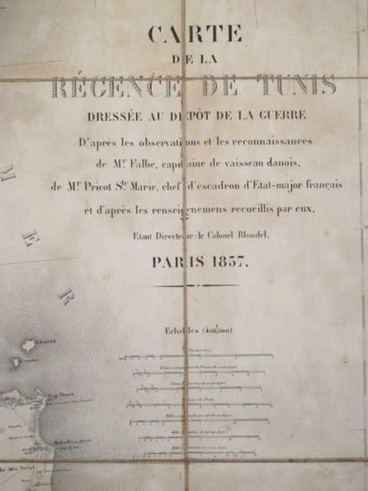 Ensemble de six cartes militaires de la Tunisie,...