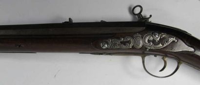 Belle carabine de chasse à silex. Fort canon...