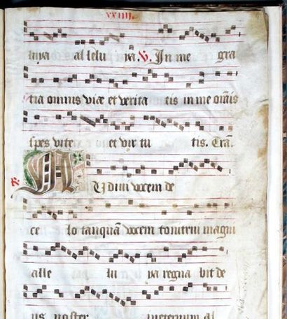 ANTIPHONAIRE. Réunion de 4 feuillets d'un...