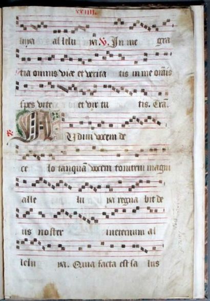 ANTIPHONAIRE. Réunion de 4 feuillets d'un...