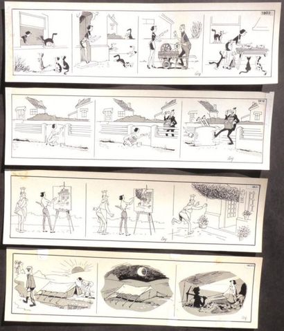 COQ
Lot de 61 strips à l'encre de Chine et...
