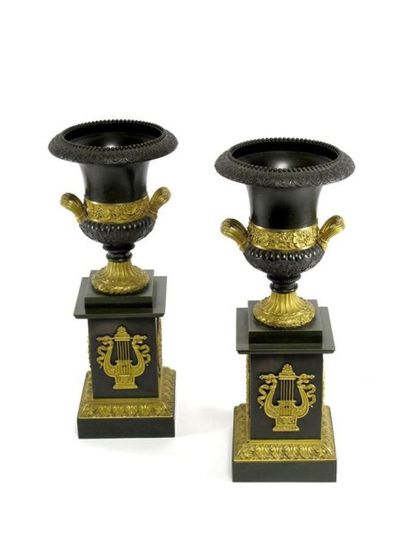 Paire de vases Médicis à deux anses et leur...