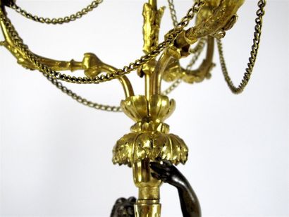 Paire de candélabres en bronze ciselé et...