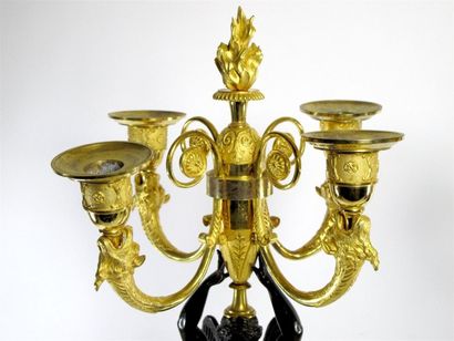 Paire de candélabres en bronze doré et bronze...
