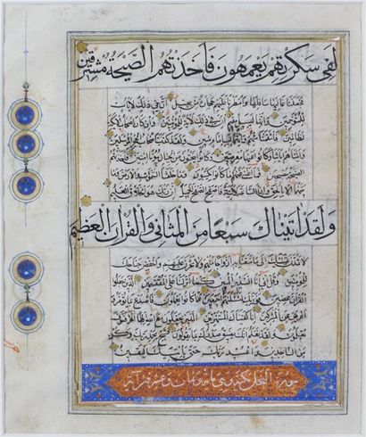 PROCHE-ORIENT
Folio de Coran, sur papier...