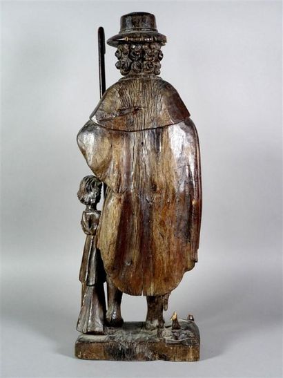 Statue en chêne sculpté, représentant Saint...
