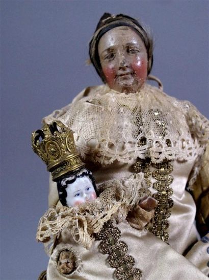 Statuette en cire peinte au naturel, figurant...